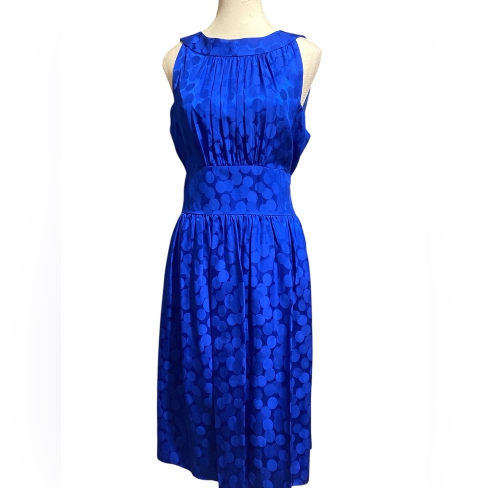Maggy London Blue Ruched Tiered Halter Midi Dress​
